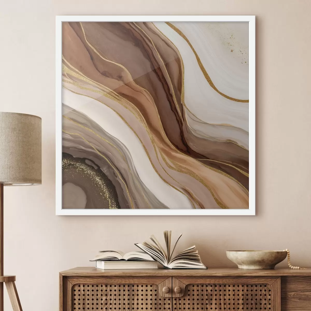 Poster Composition en pierre dans des tons bois f46642