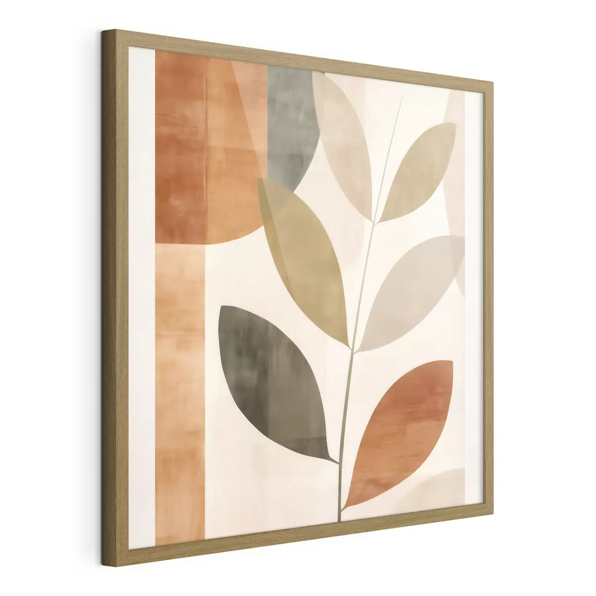 Poster Composition chaleureuse de feuilles dans un style minimaliste et lyrique f46646