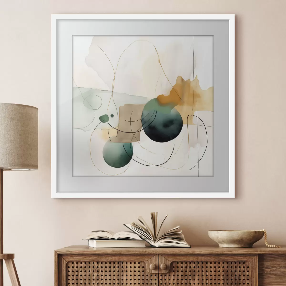 Poster Rythme de silhouettes arrondies dans un style aquarelle moderne f46648
