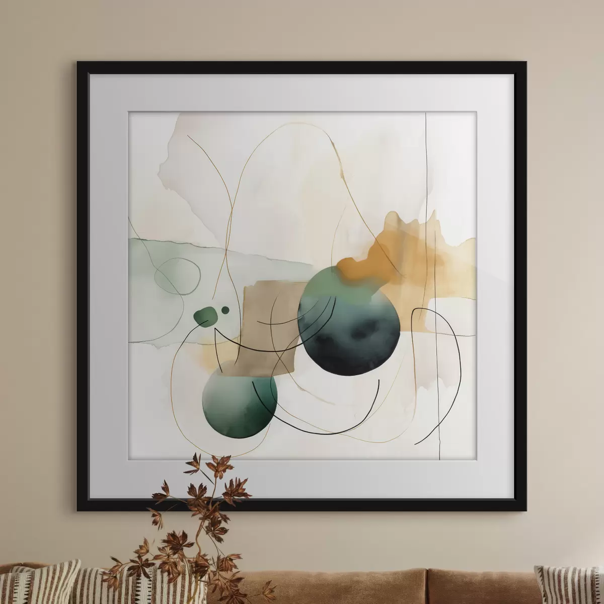 Poster Rythme de silhouettes arrondies dans un style aquarelle moderne f46648
