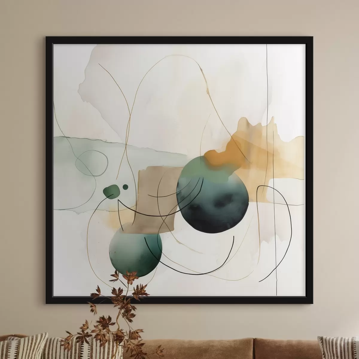 Poster Rythme de silhouettes arrondies dans un style aquarelle moderne f46648