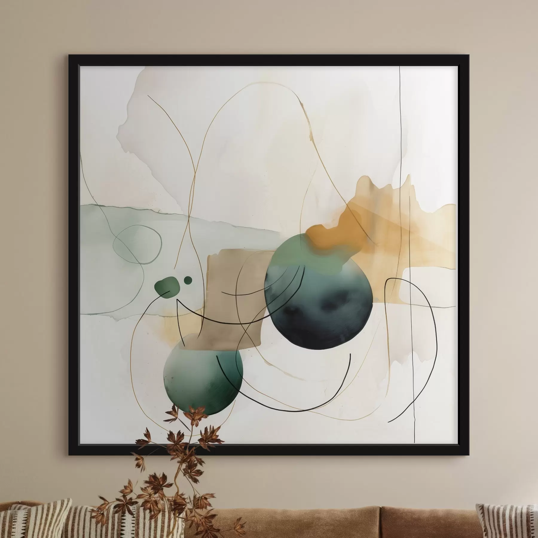 Papier peint Rythme de silhouettes arrondies dans un style aquarelle moderne f46648