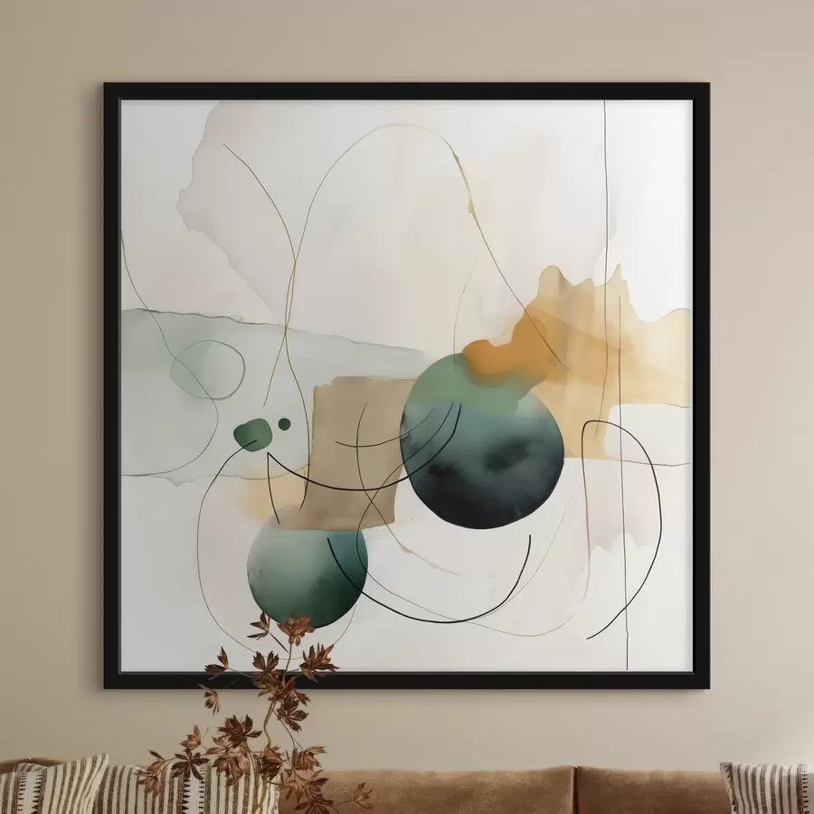 Papier peint Rythme de silhouettes arrondies dans un style aquarelle moderne f46648