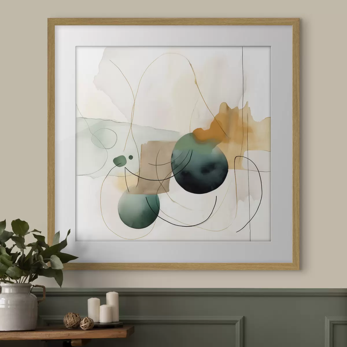 Poster Rythme de silhouettes arrondies dans un style aquarelle moderne f46648