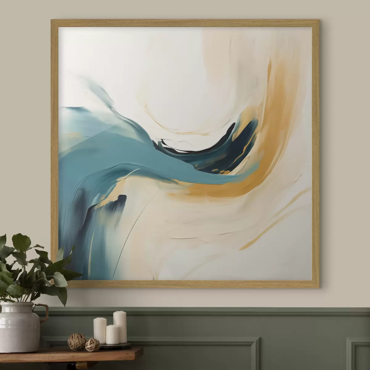 Poster Abstraction avec des formes en mouvement dans des tons pastel f46656