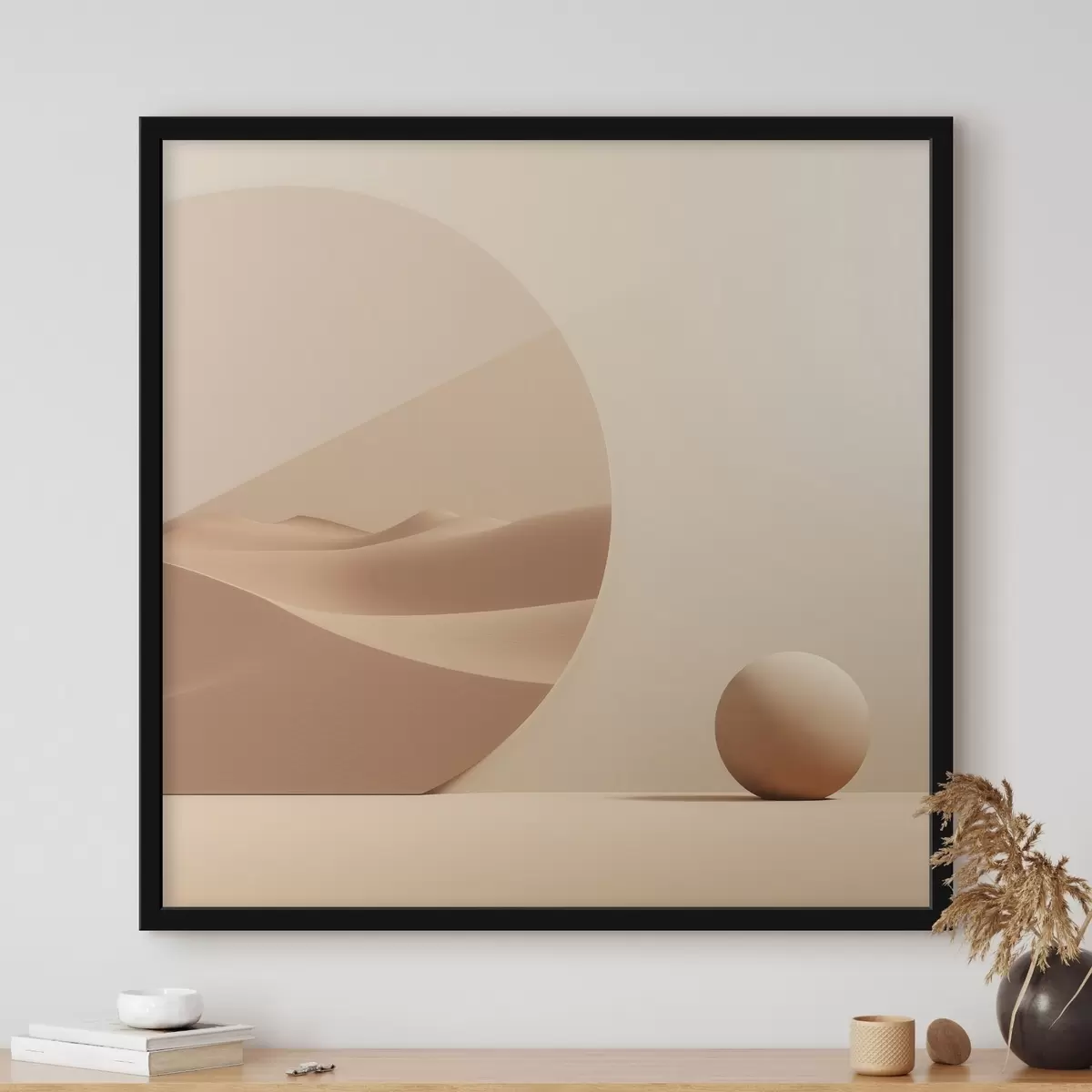 Poster Abstraction avec un cercle et un paysage de dunes f46659