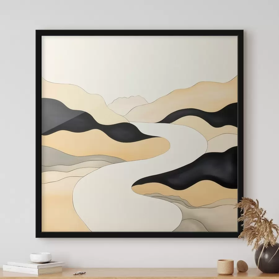 Papier peint Composition artistique aux accents contrastés dans une palette chaleureuse f46663