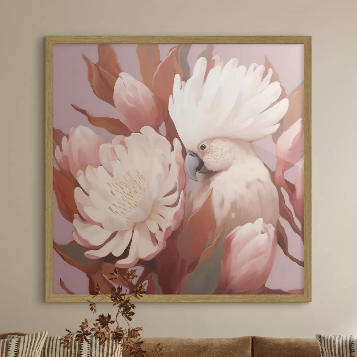 Poster Oiseau artistique abstrait dans une composition florale f46667