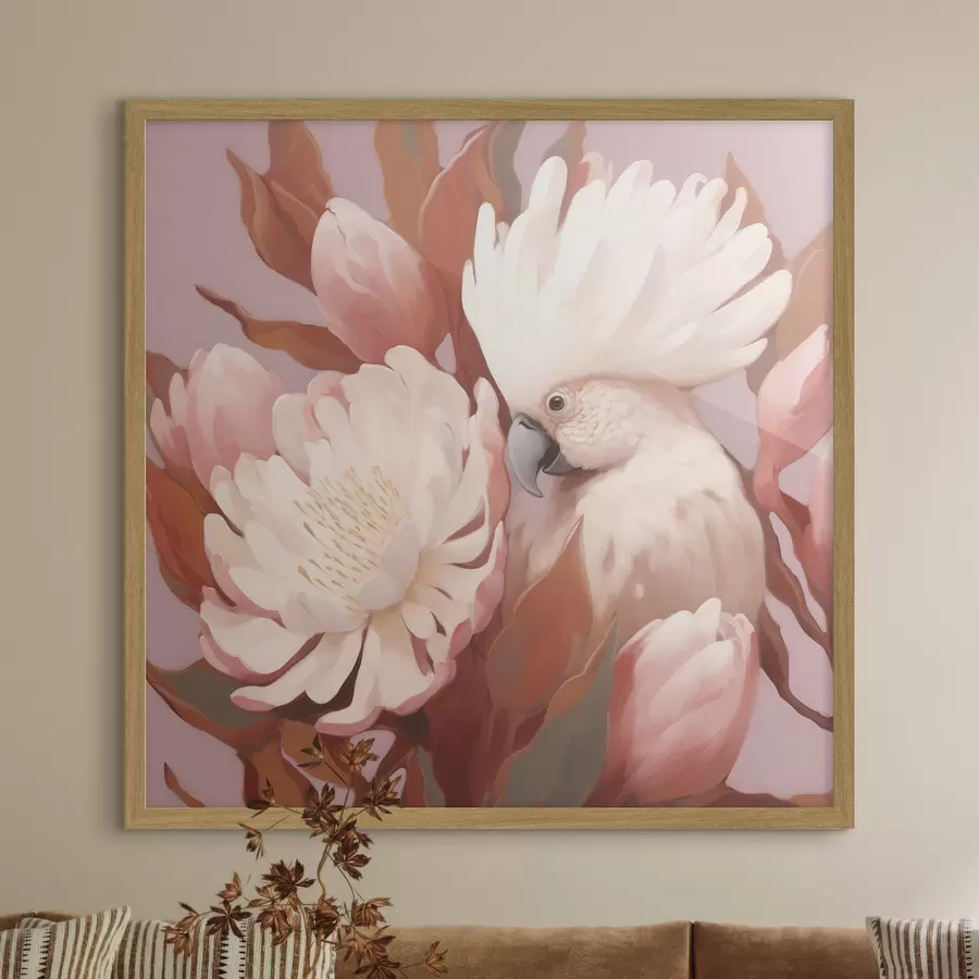 Papier peint Oiseau artistique abstrait dans une composition florale f46667