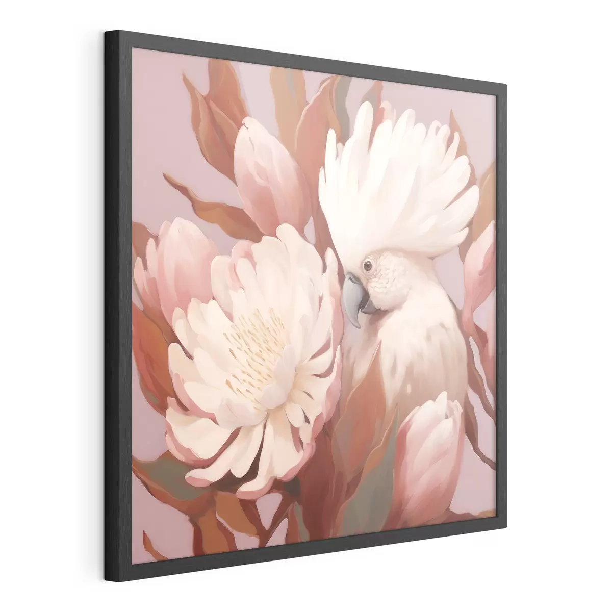 Poster Oiseau artistique abstrait dans une composition florale f46667