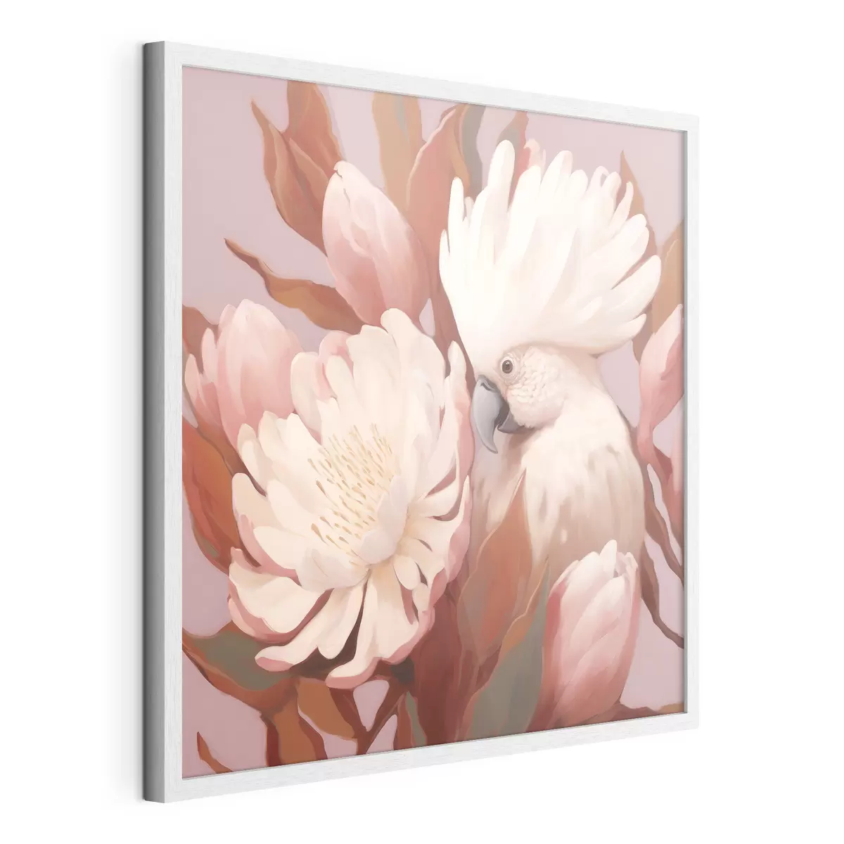 Poster Oiseau artistique abstrait dans une composition florale f46667