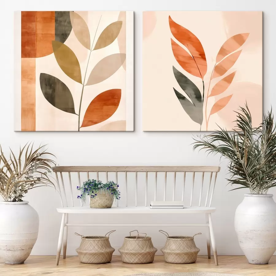 Tableau Représentation stylisée d'une plante dans une palette de couleurs apaisantes m00984