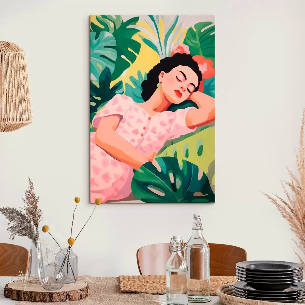 Tableau Fille dans les feuilles s46807