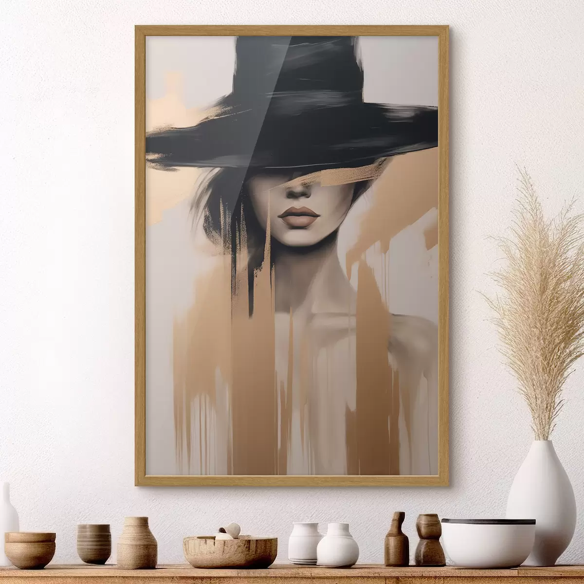 Poster Portrait sous un chapeau noir f46802