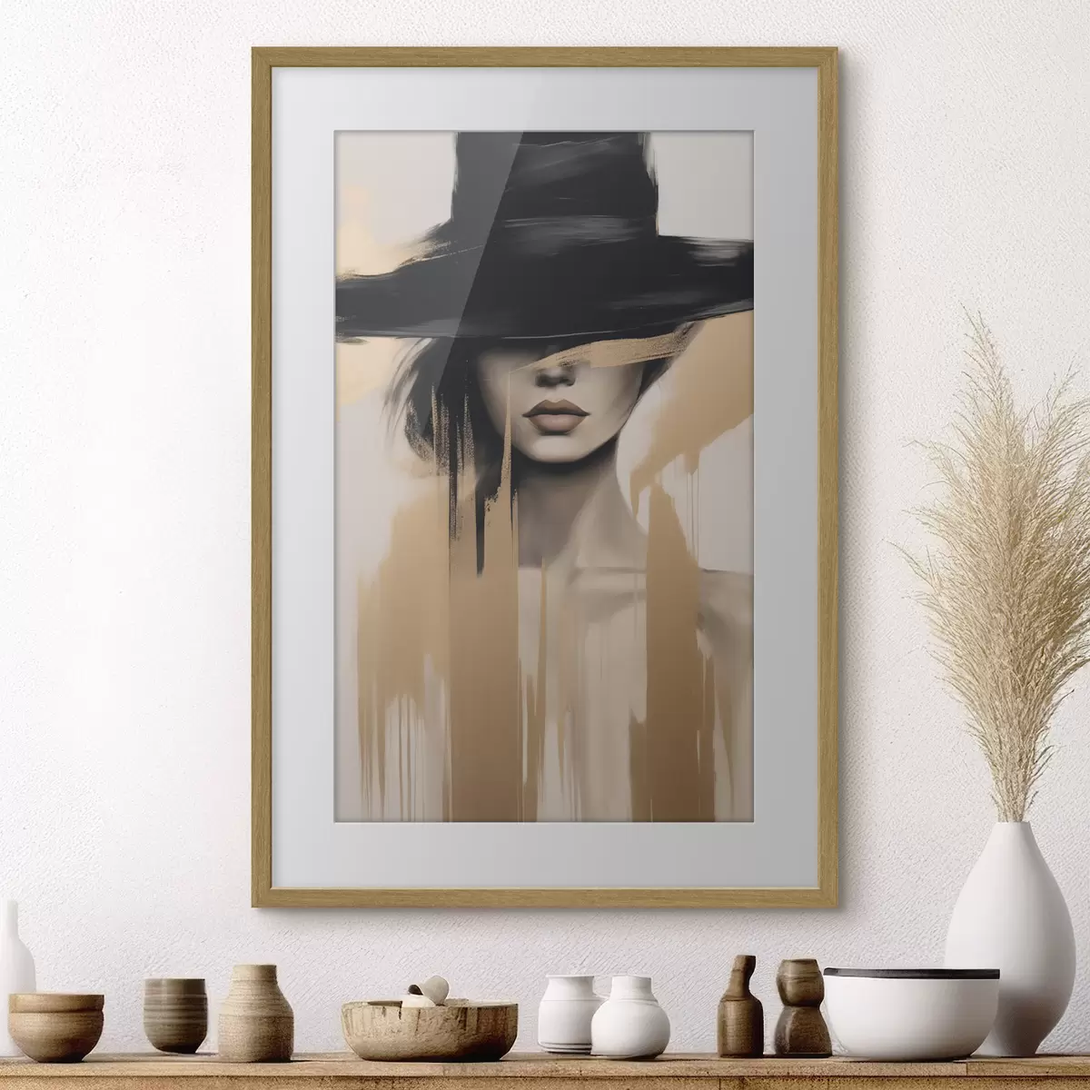 Poster Portrait sous un chapeau noir f46802