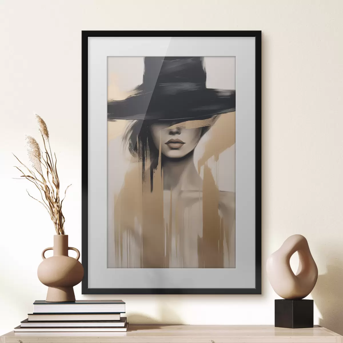 Poster Portrait sous un chapeau noir f46802