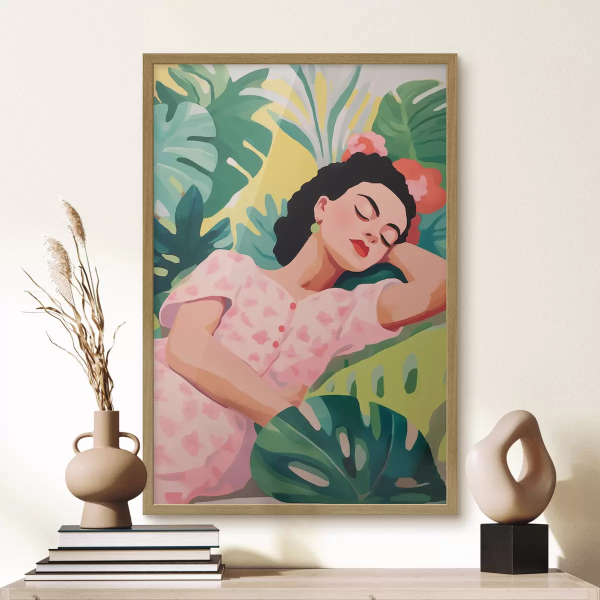 Poster Fille dans les feuilles f46807