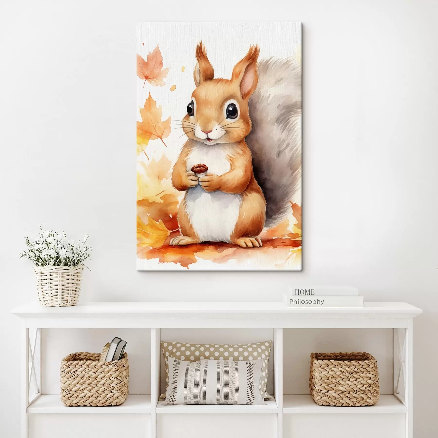 Tableau Adorable écureuil, imitation aquarelle s46766