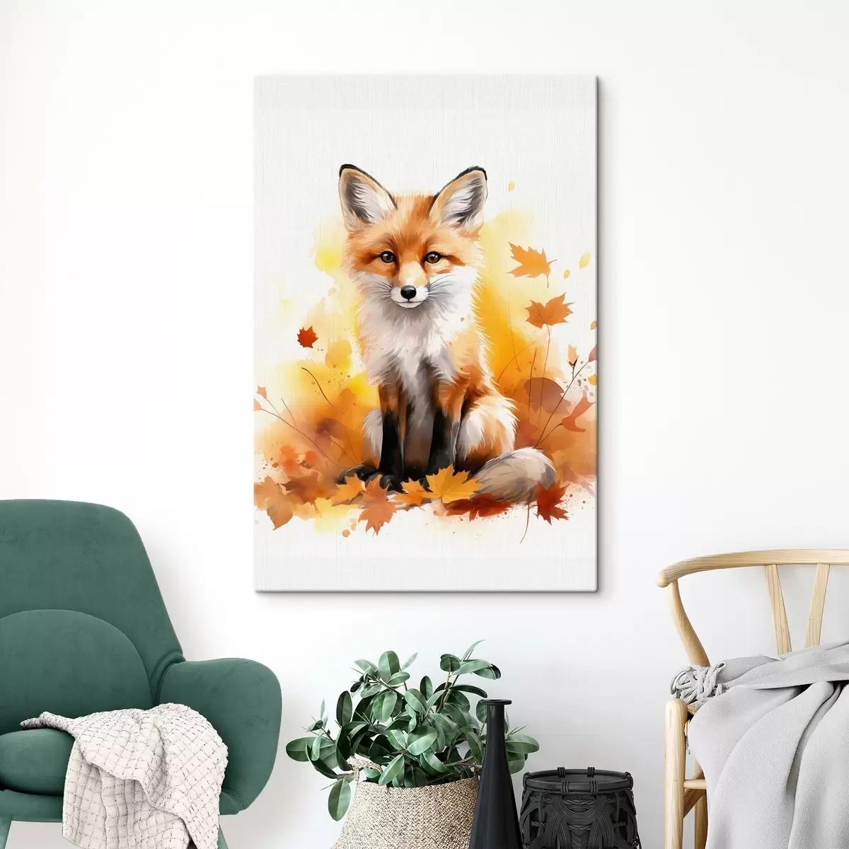 Tableau Petit renard, imitation aquarelle s46768