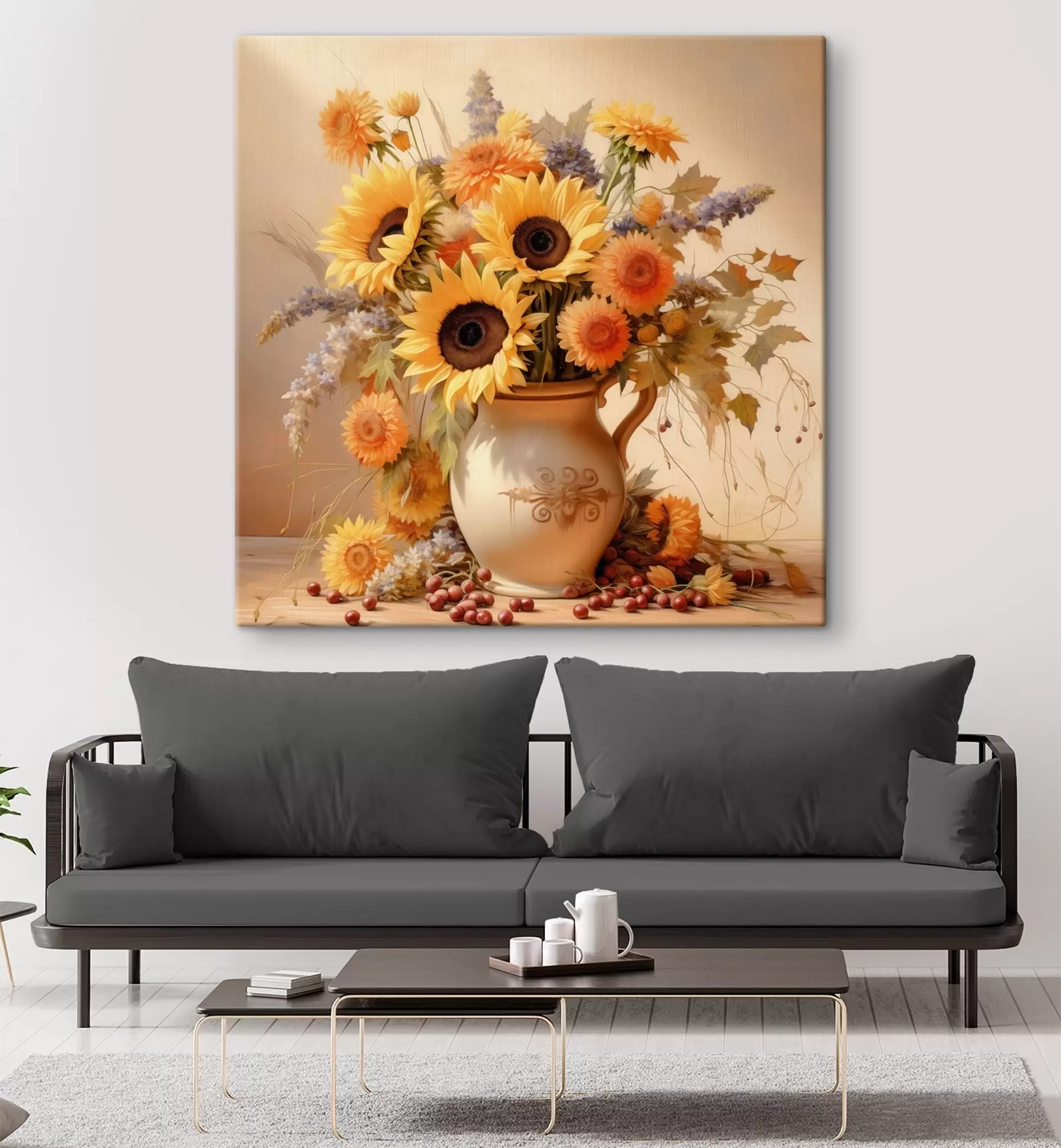 Tableau Composition automnale, fleurs dans un vase s46774