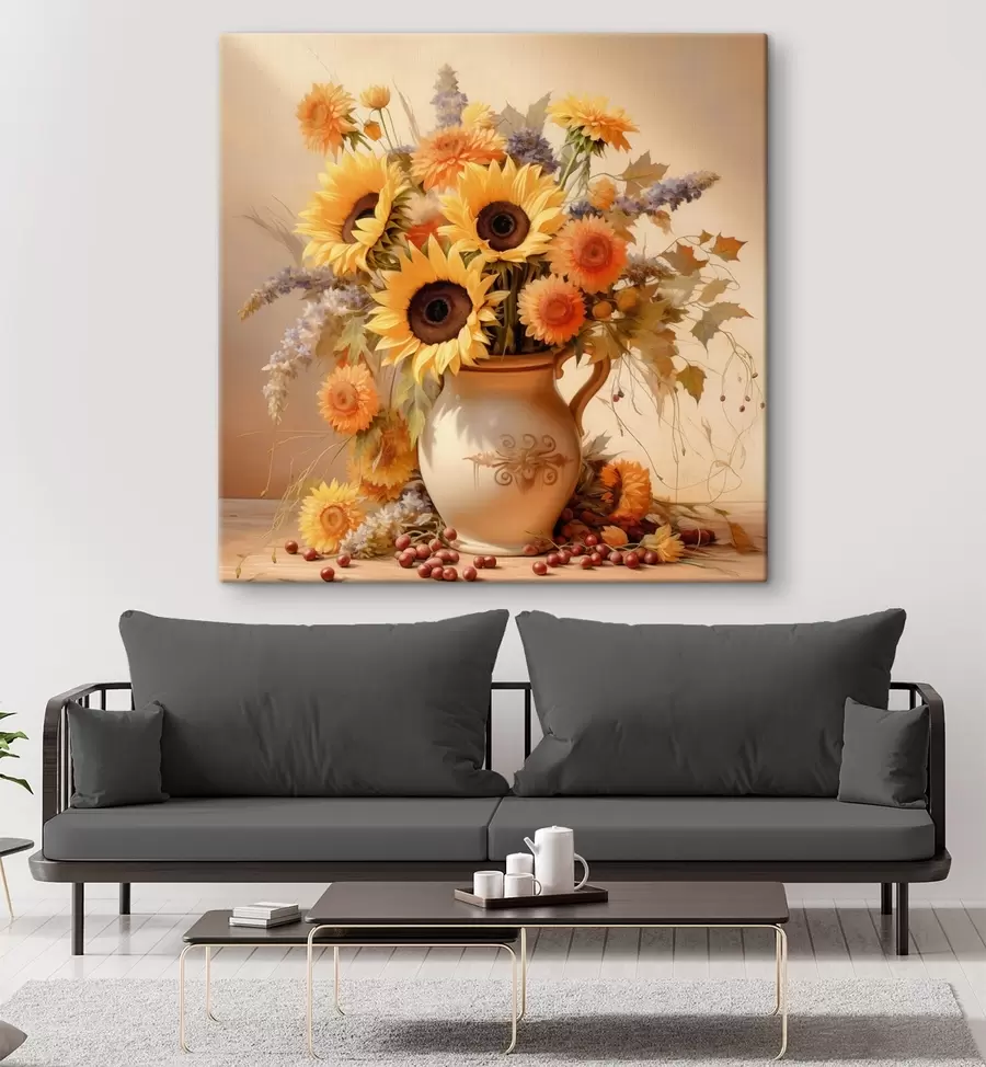 Tableau Composition automnale, fleurs dans un vase s46774