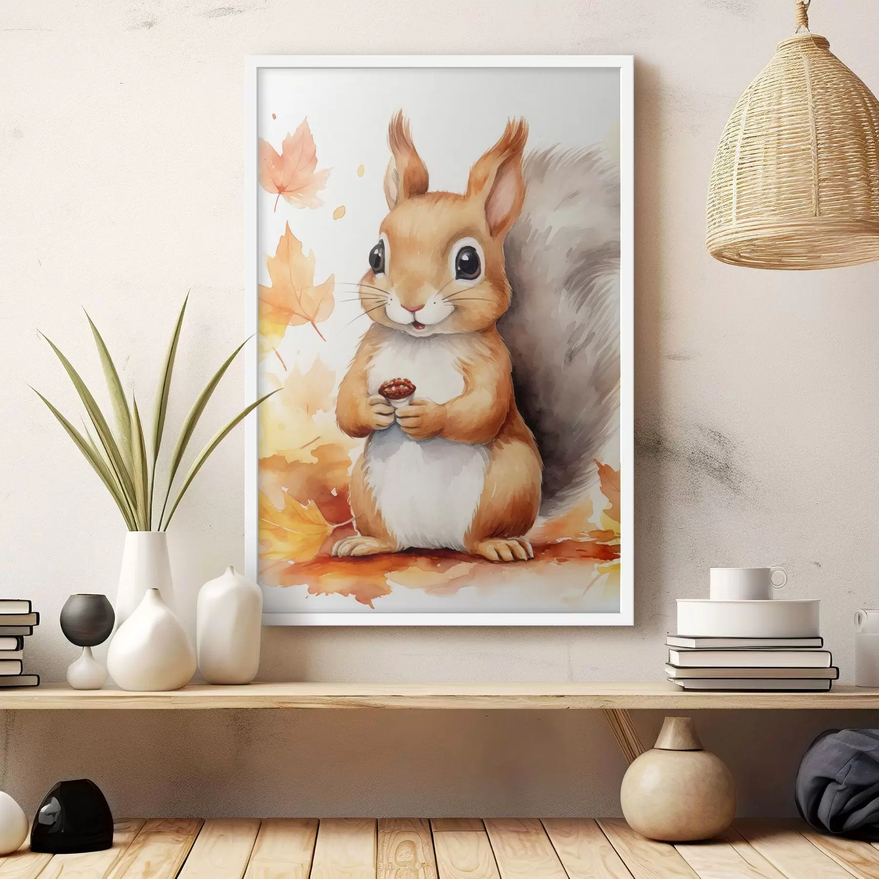 Papier peint Adorable écureuil, imitation aquarelle f46766