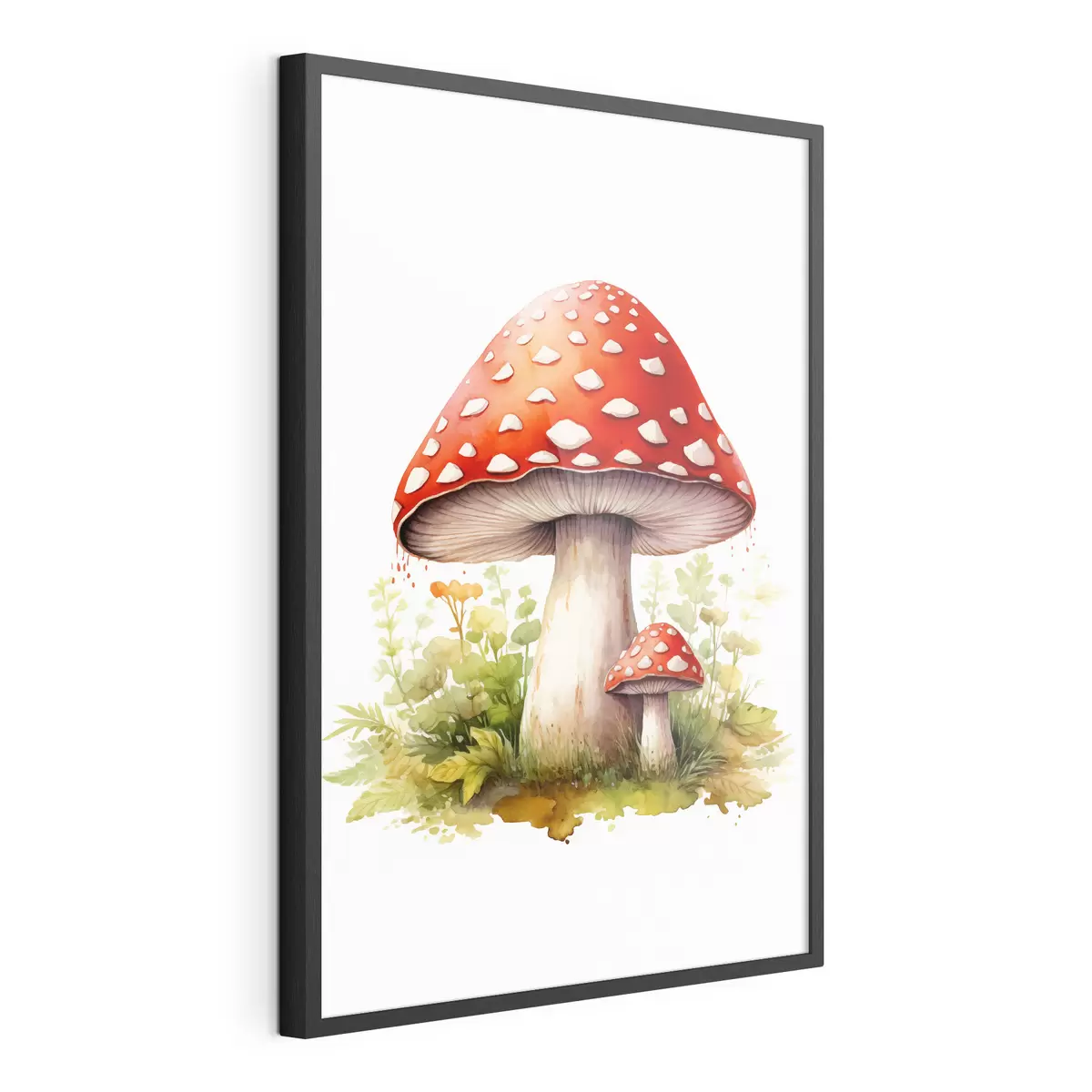 Poster Champignons des bois, amanite tue-mouche, imitation aquarelle f46767