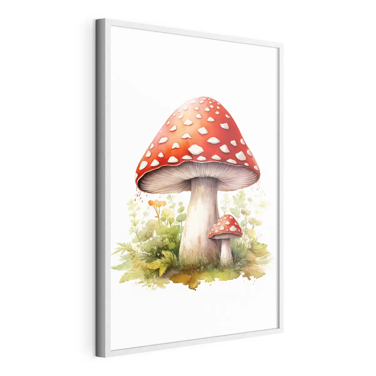 Poster Champignons des bois, amanite tue-mouche, imitation aquarelle f46767