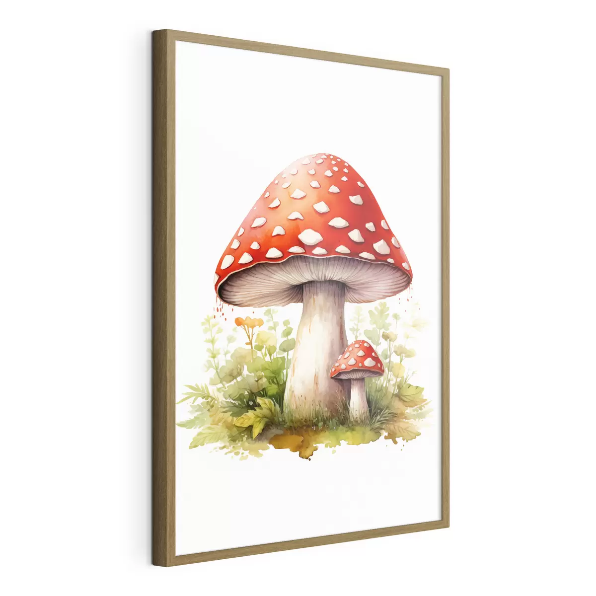 Poster Champignons des bois, amanite tue-mouche, imitation aquarelle f46767