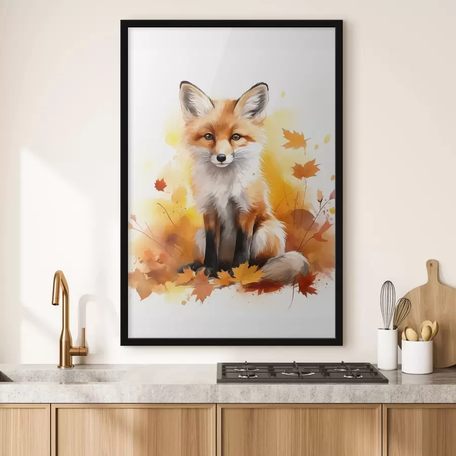 Papier peint Petit renard, imitation aquarelle f46768