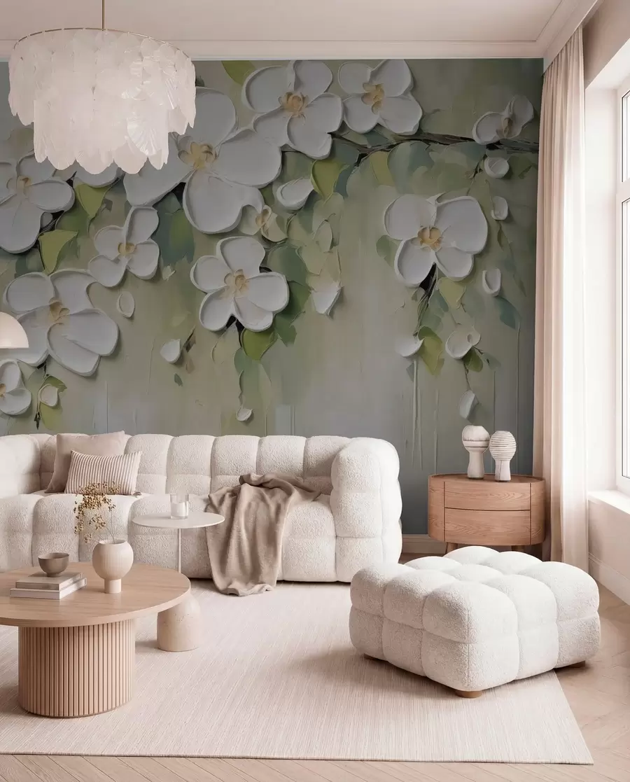 Papier peint Une branche avec des fleurs w04978