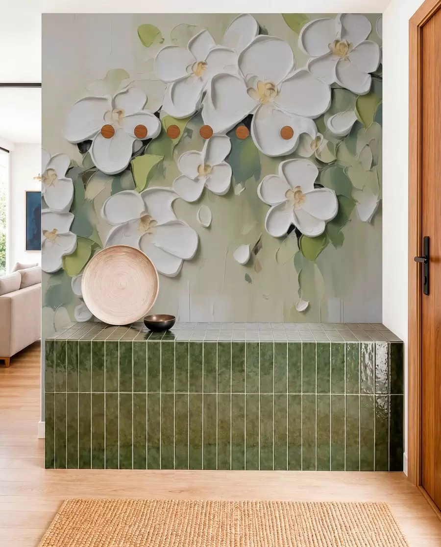 Papier peint Une branche avec des fleurs w04978