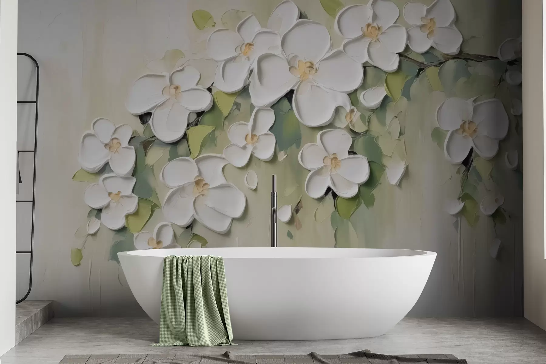 Papier peint Une branche avec des fleurs w04978