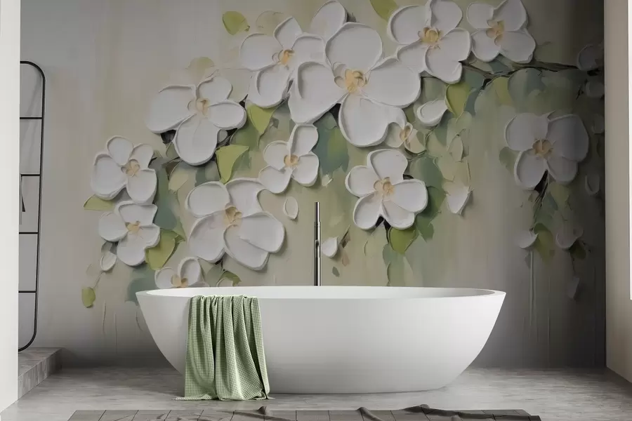 Papier peint Une branche avec des fleurs w04978