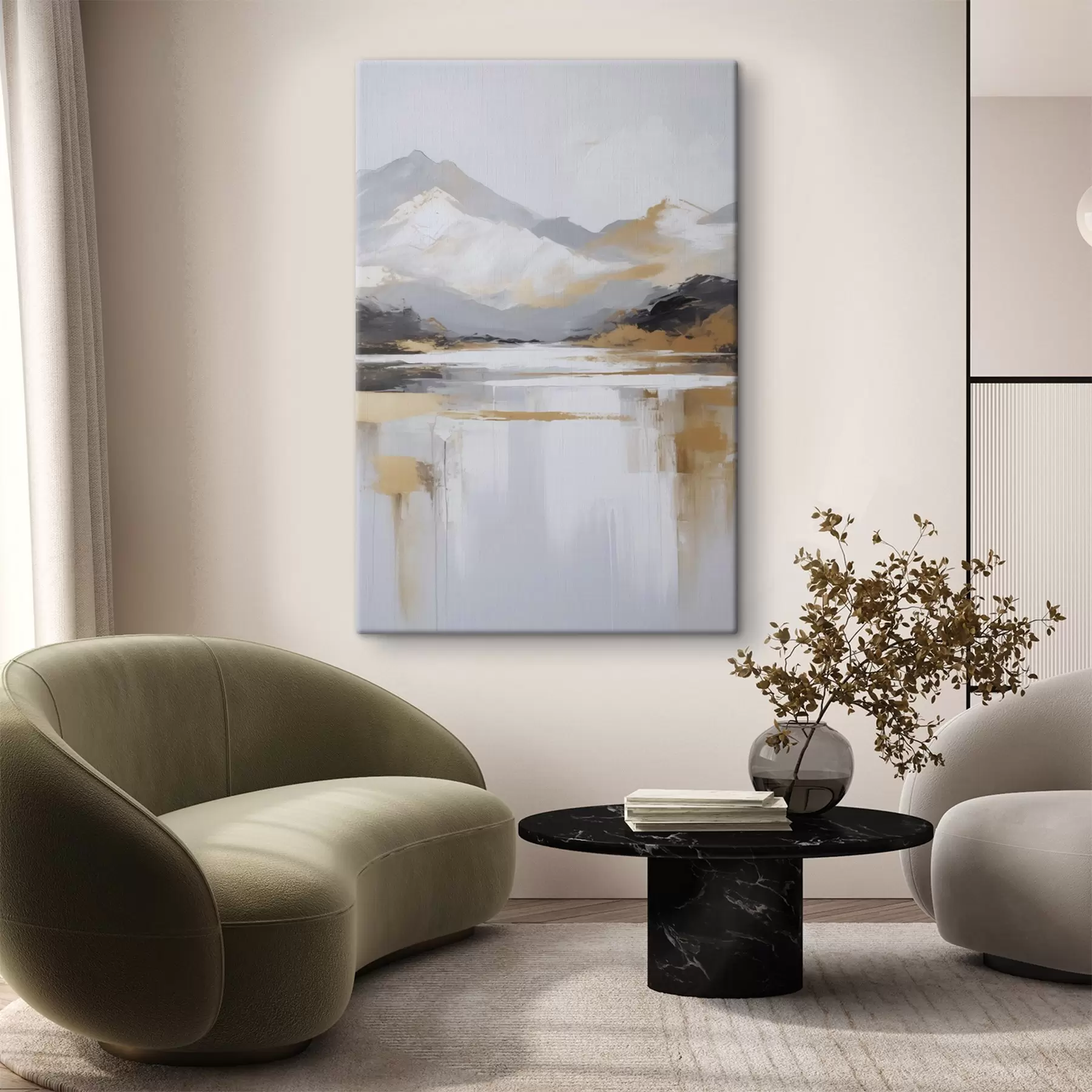 Tableau Imitation abstraite d'un paysage montagneux peint s46841