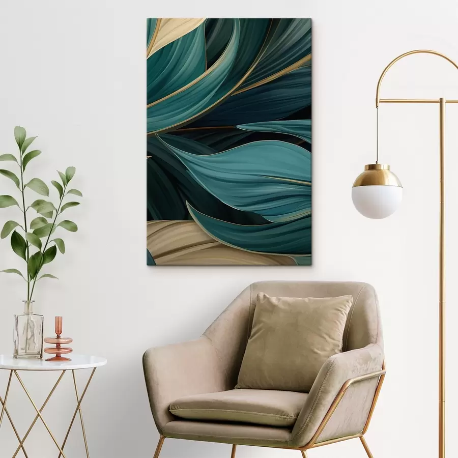 Tableau Feuilles abstraites vertes s46879