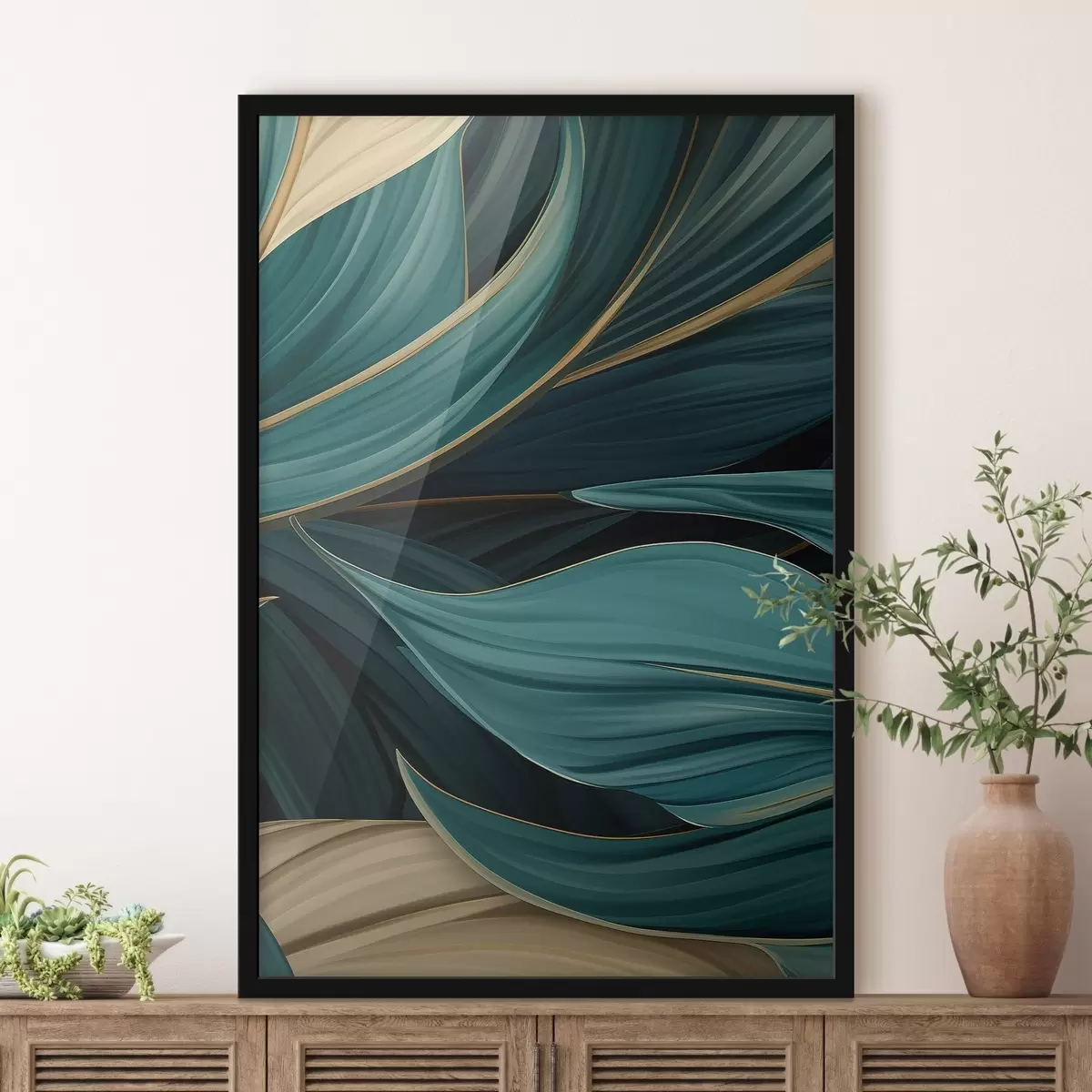 Poster Feuilles abstraites vertes f46879