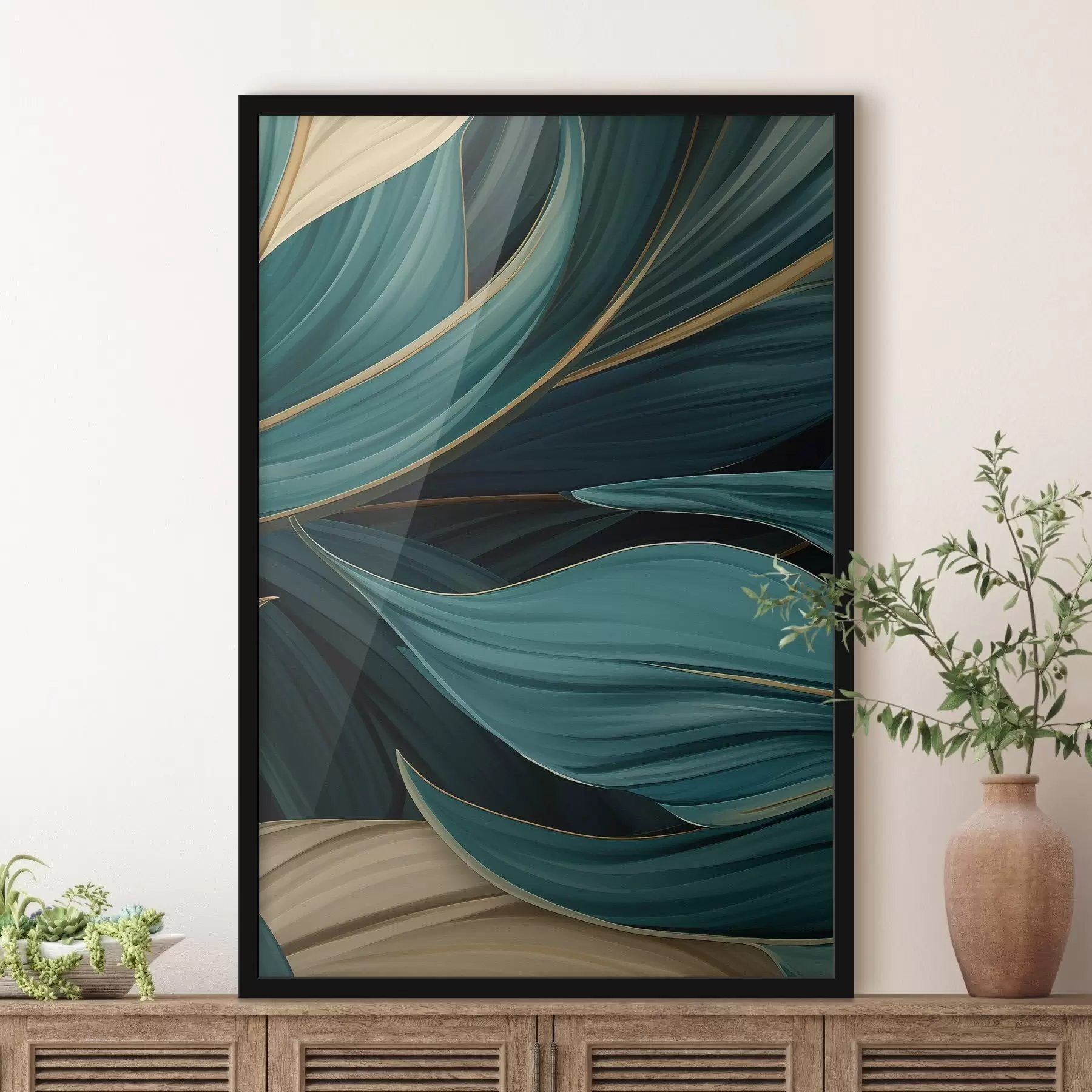 Papier peint Feuilles abstraites vertes f46879