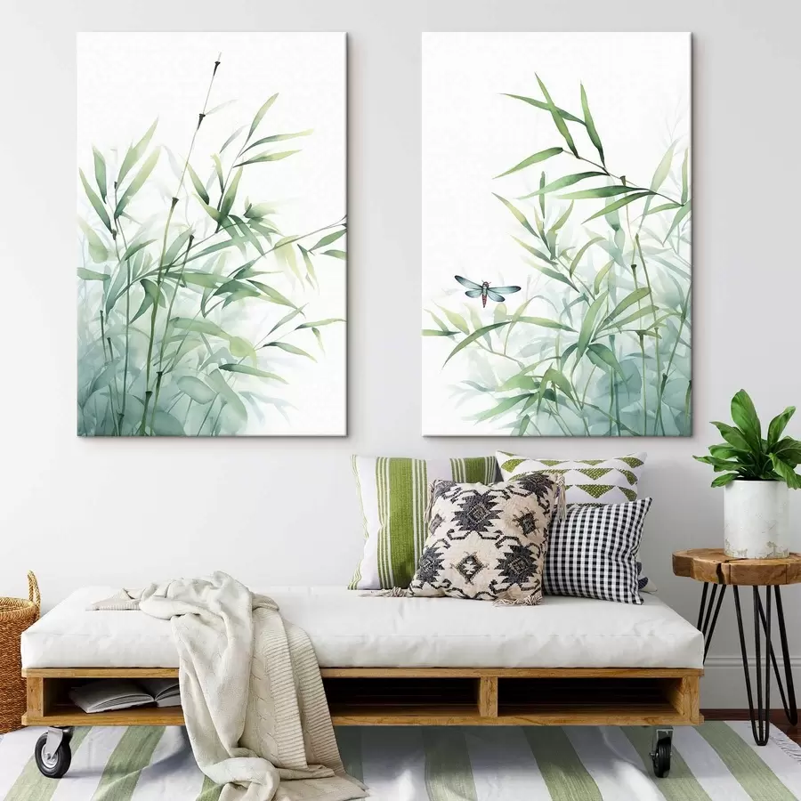 Tableau Plantes de bambou, imitation aquarelle m01062