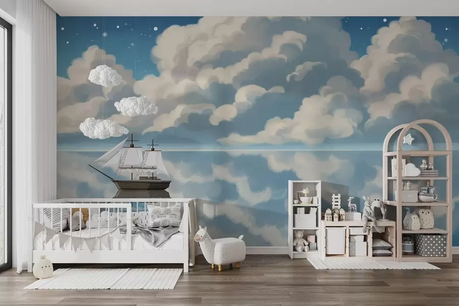 Papier peint Nuages épais au-dessus de l'eau w04996