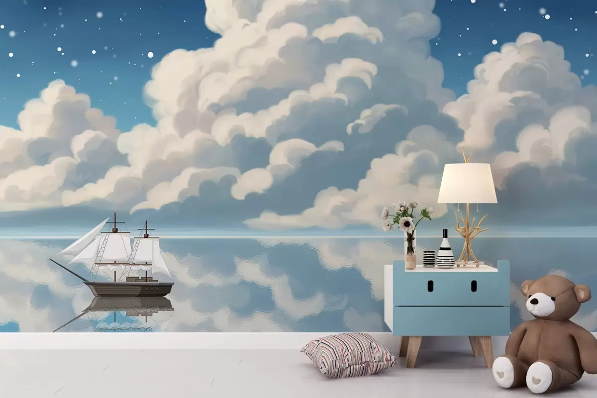 Papier peint Nuages épais au-dessus de l'eau w04996