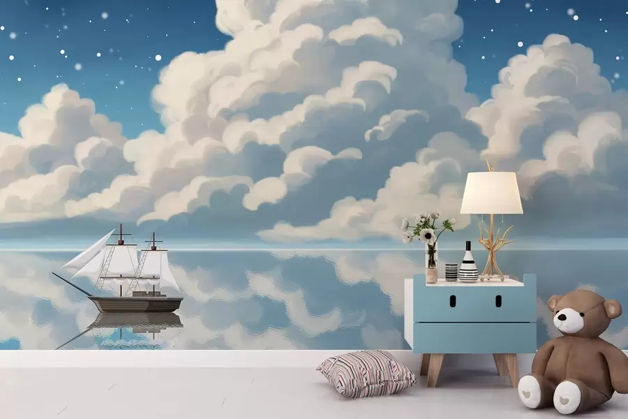 Papier peint Nuages épais au-dessus de l'eau w04996