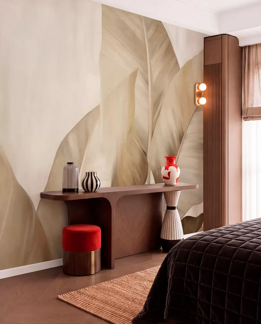 Papier peint Feuilles de bananier sable w09586