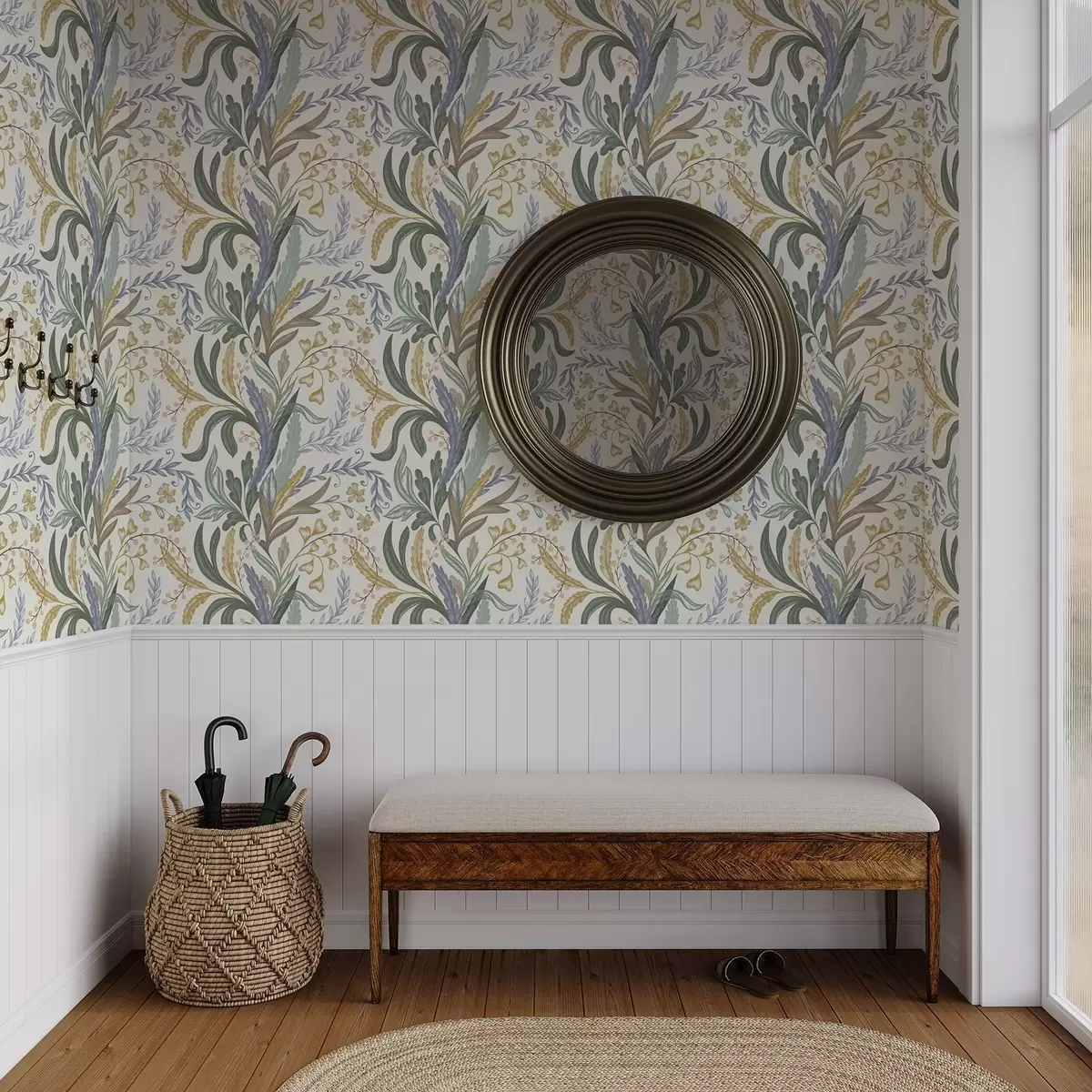 Papier peint Ornement floral luxuriant dans une palette de couleurs pastel douces a00939