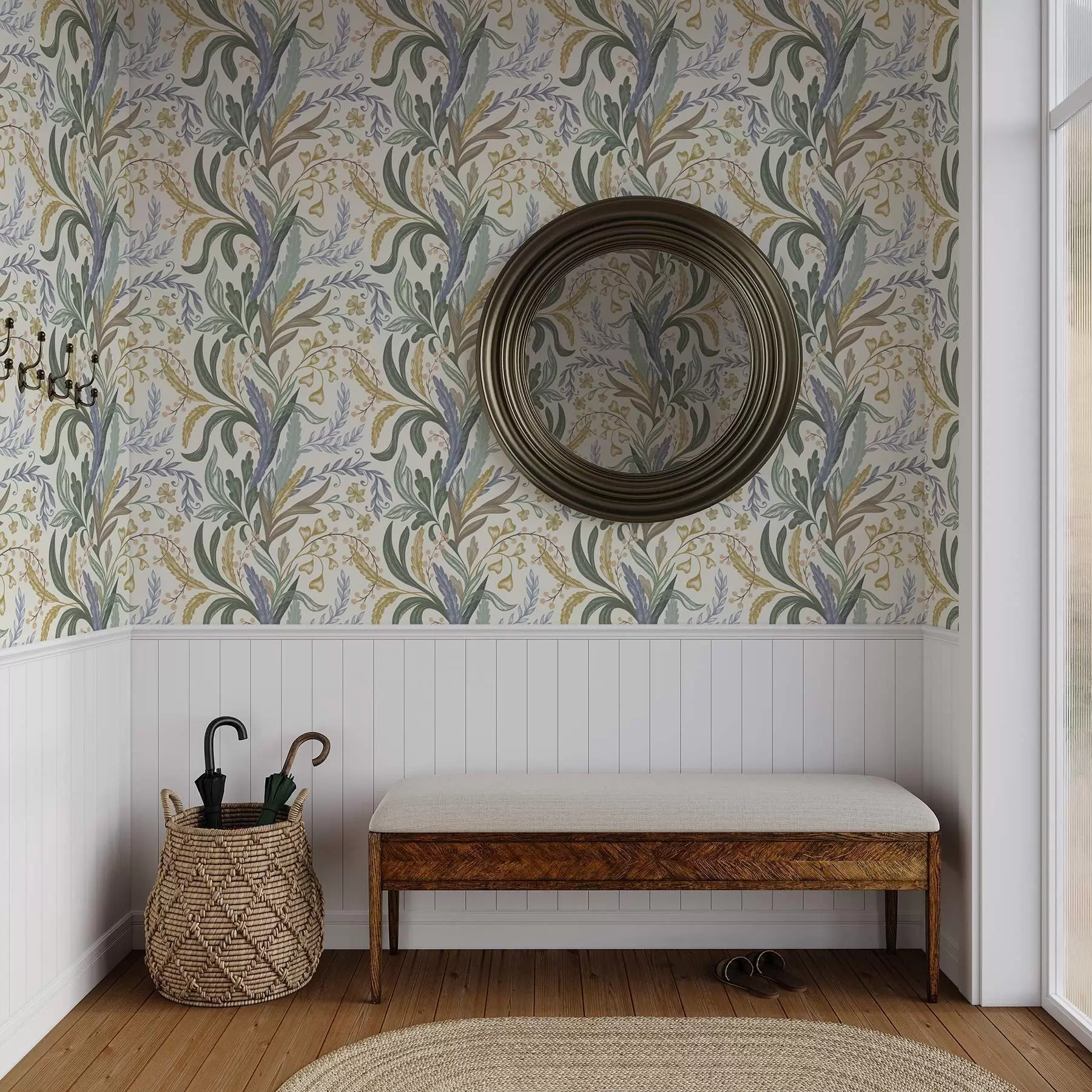 Papier peint Ornement floral luxuriant dans une palette de couleurs pastel douces a00939