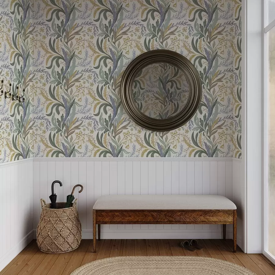 Papier peint Ornement floral luxuriant dans une palette de couleurs pastel douces a00939