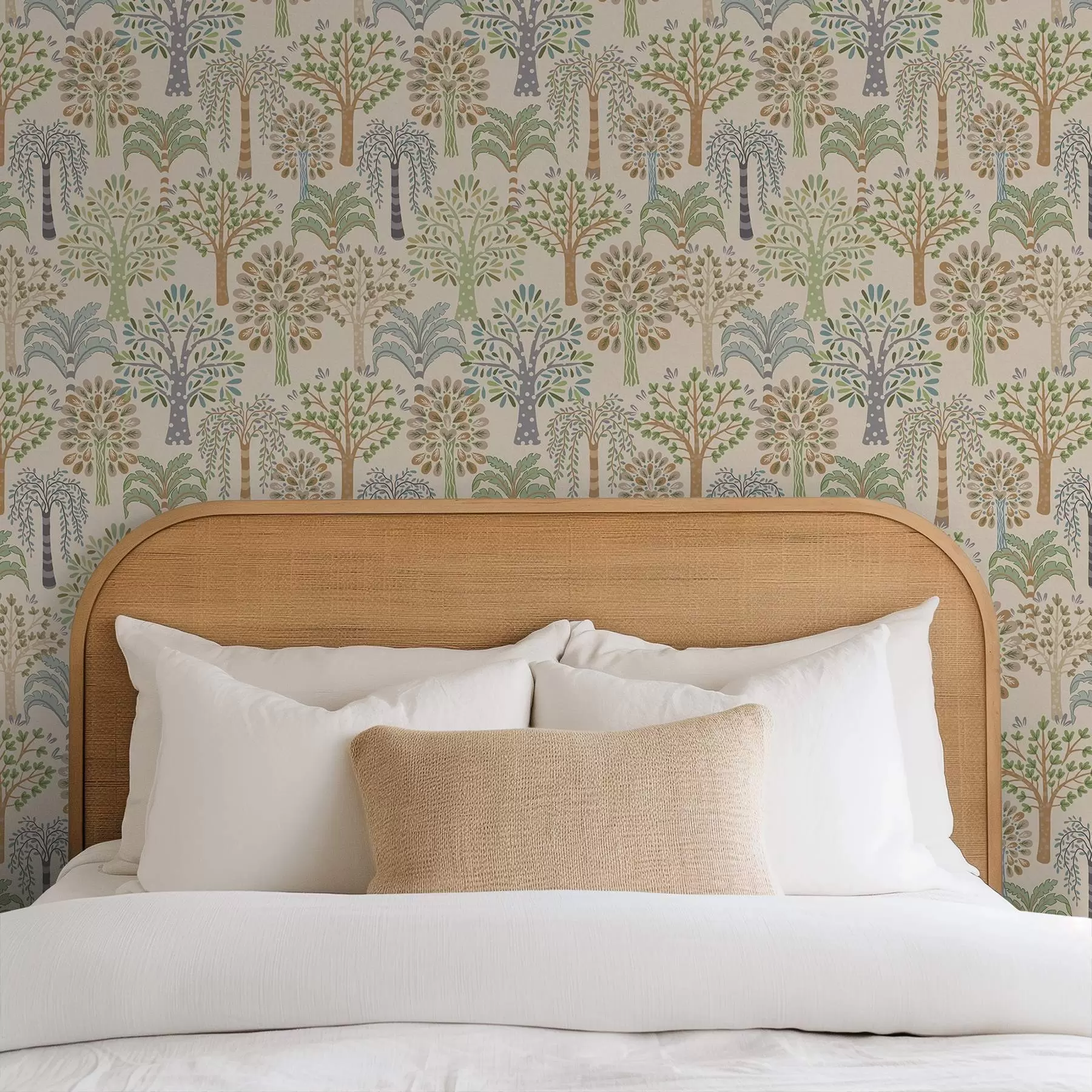 Papier peint Arbres décoratifs dans une palette naturelle douce a00960