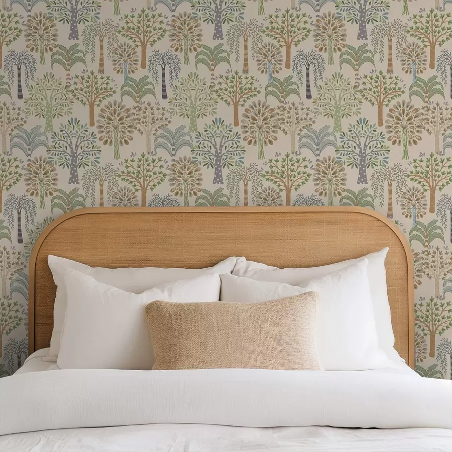 Papier peint Arbres décoratifs dans une palette naturelle douce a00960