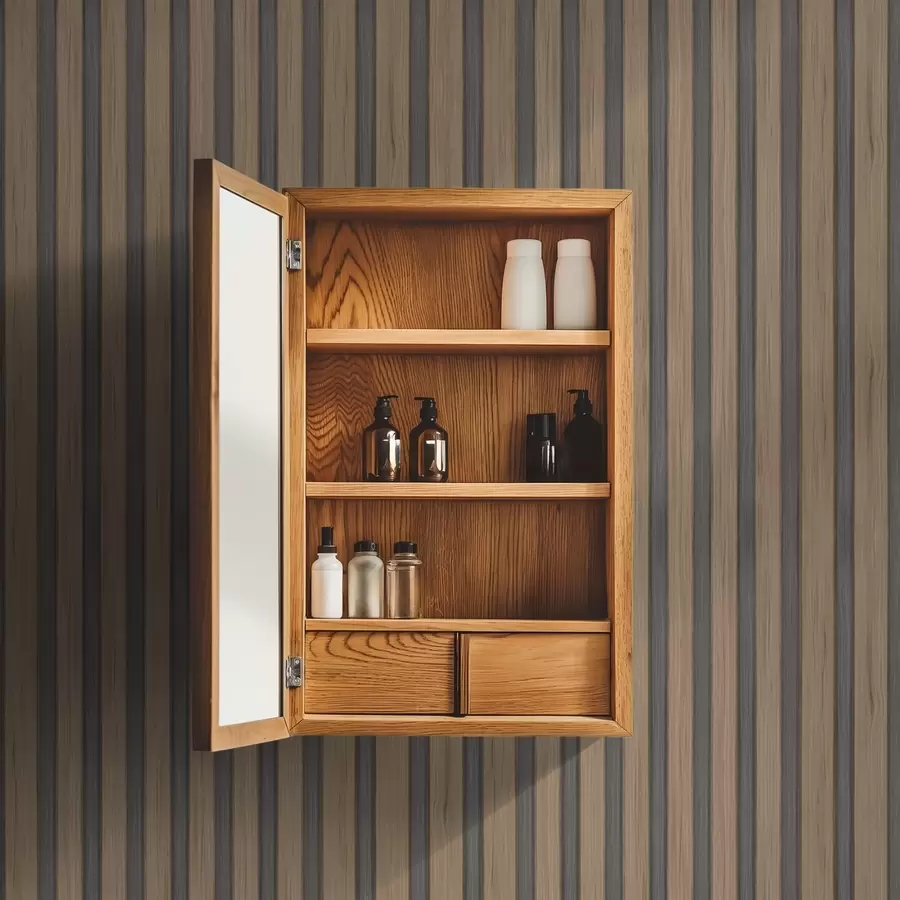 Papier peint Lattes verticales en bois avec inserts gris foncé a00991