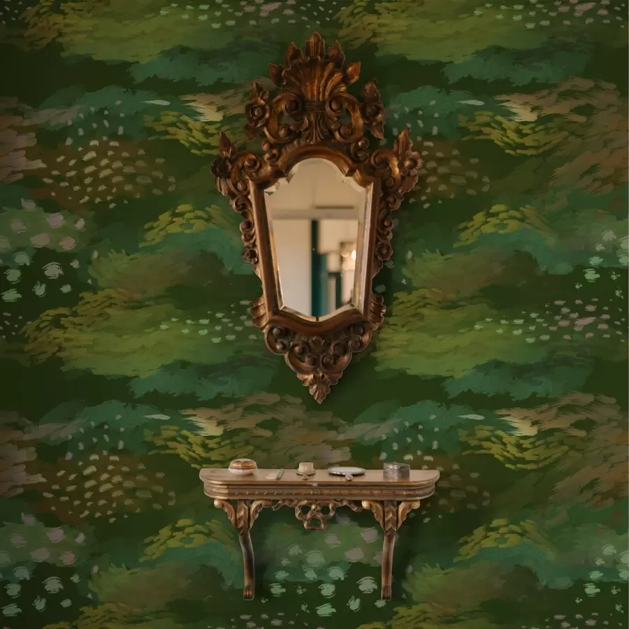 Papier peint Abstraction verte riche avec des coups de pinceau énergiques a00999v3